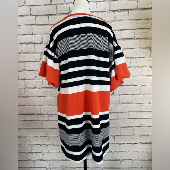 Umgee Black & White Striped a Monochromatic Color Block Puff Sleeve Dress Large - Picture 9 of 10